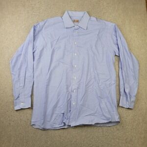 Gitman Gold Dress Shirt Mens XL Blue Striped Long Sleeve Button Up